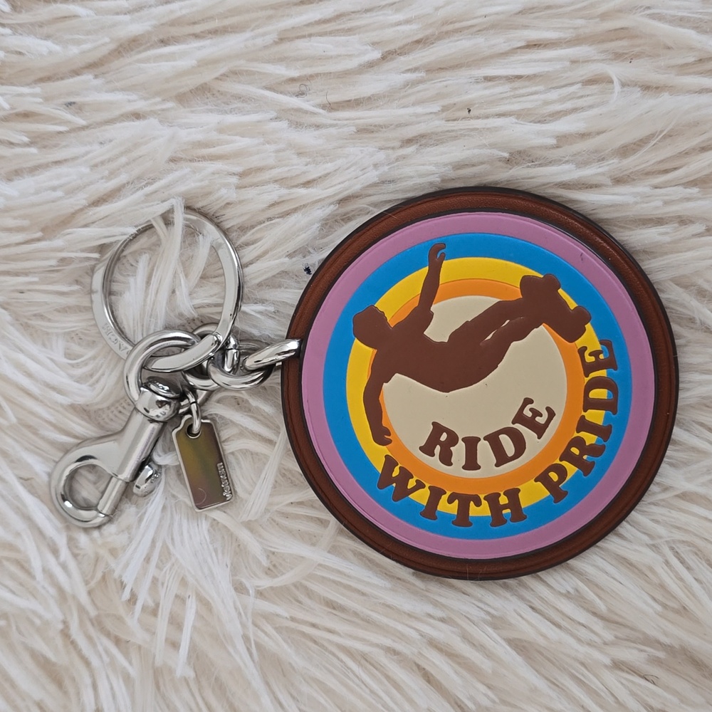 Coach Ride With Pride Bag Charm In Rainbow Signature Canvas